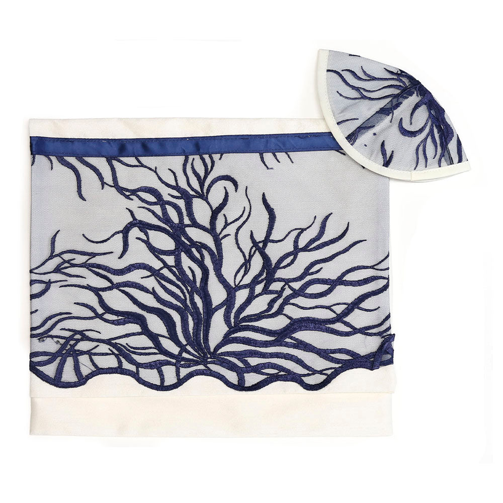 Dark Blue Tree of Life Tallit Set