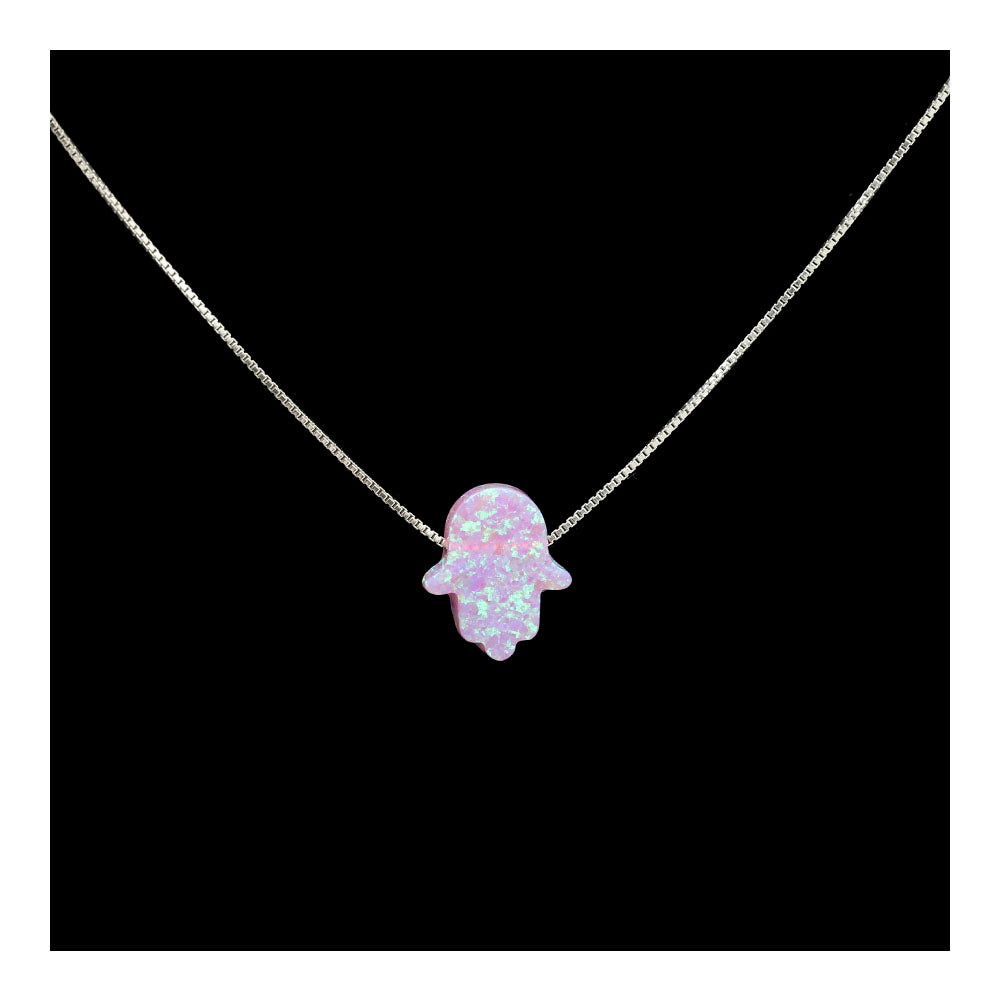 Pink Opal Hamsa Necklace