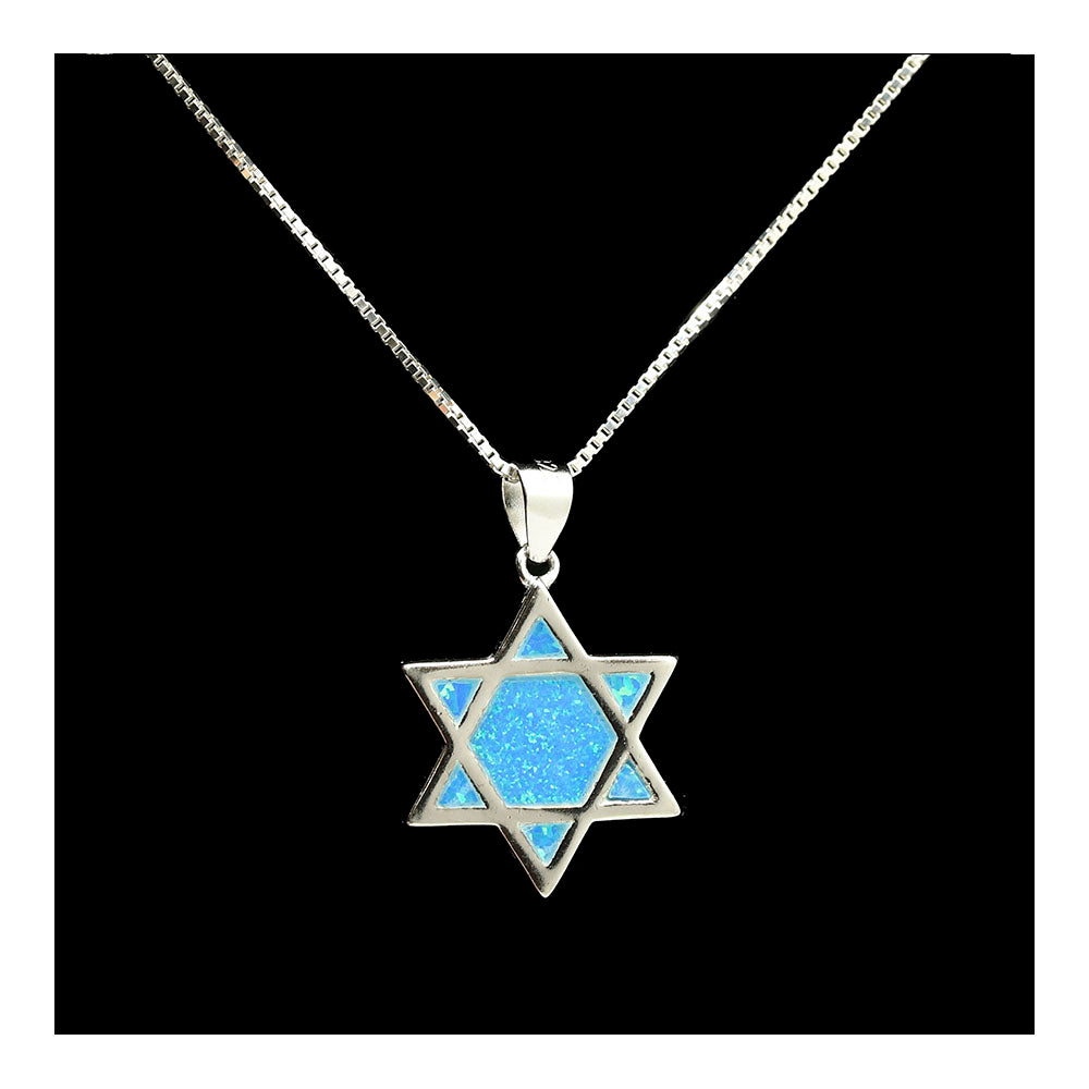 Sterling Star of David and Opal Necklace