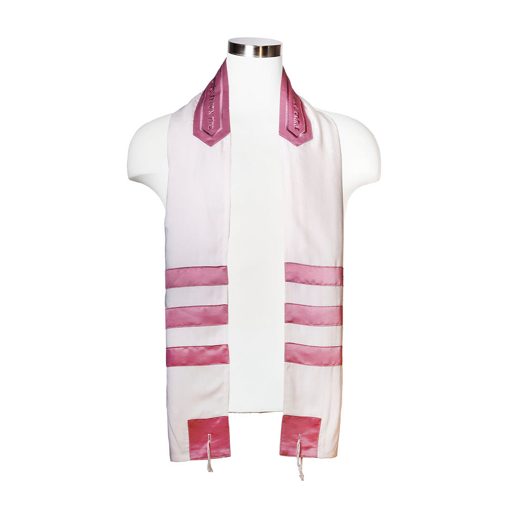 Pink Stripes on Cotton Tallit Set