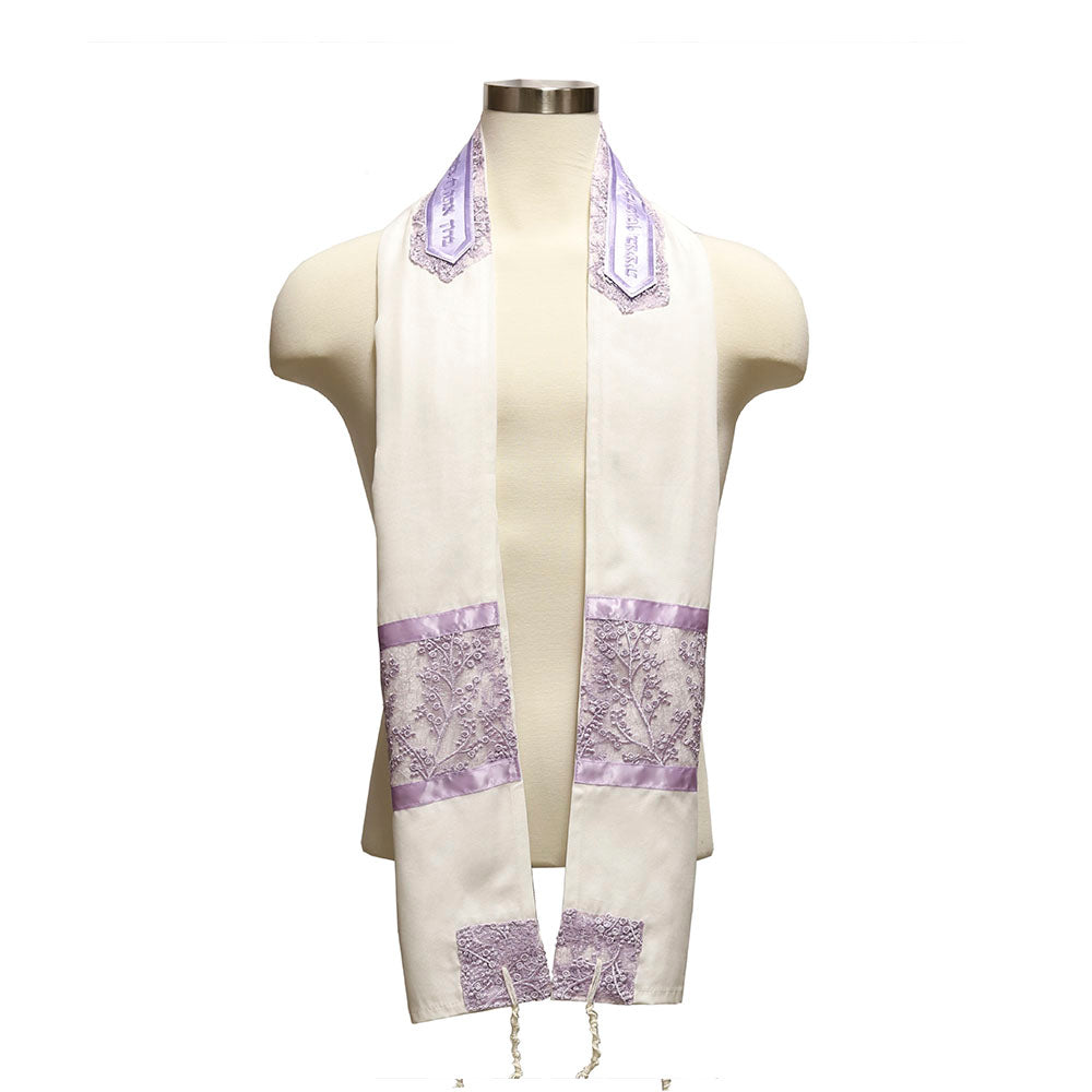 Tallit Set Lavender Embroidered Flowers