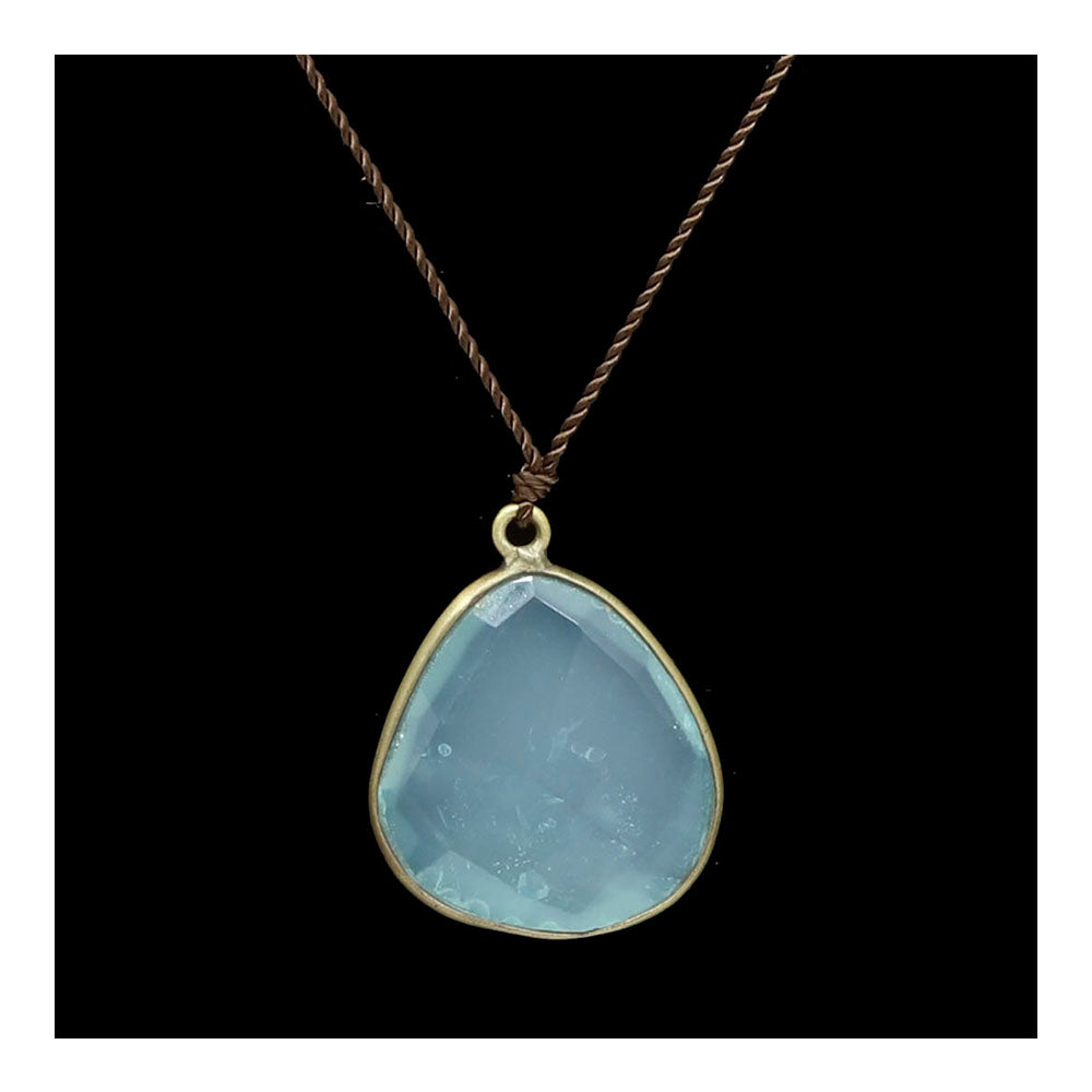 Aqua Chalcedony with Brass Necklace