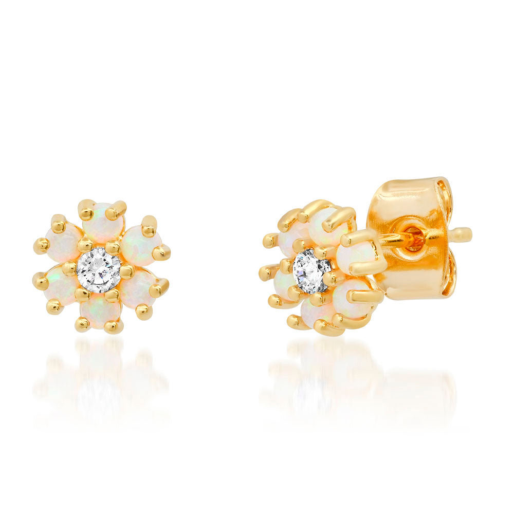 Opal CZ Flower Studs