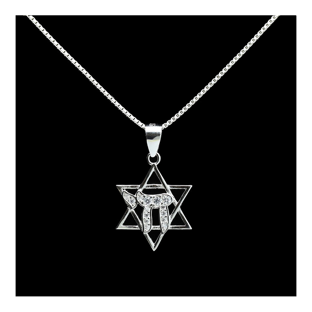 Sterling Star of David with Chai Necklace