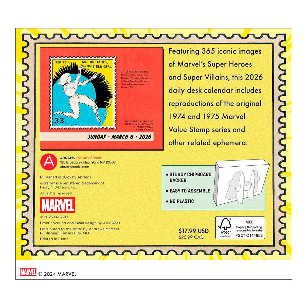 Marvel Value Stamps 2026 Day-to-Day Calendar