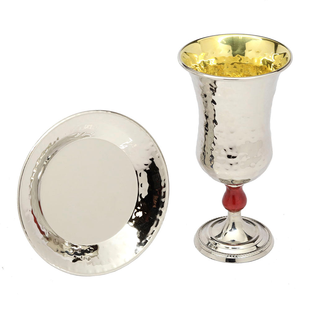 Kiddush Set Red Stem