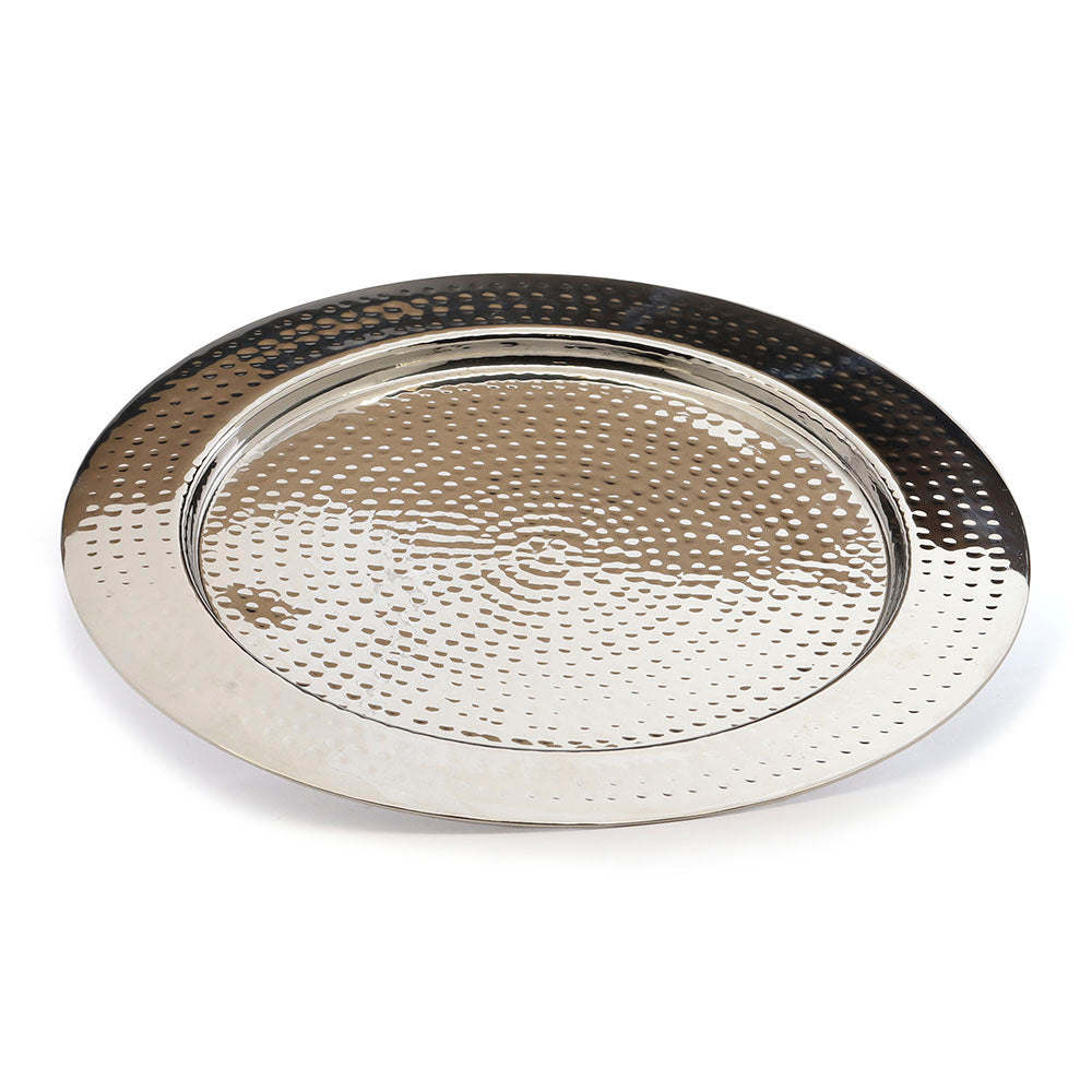 Hammered Steel Challah Board with Wood Tray