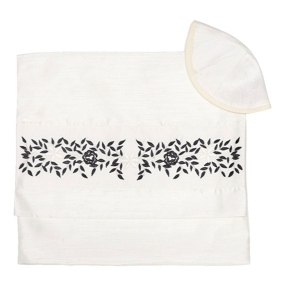 Tallit Set Black Rose Embroidery