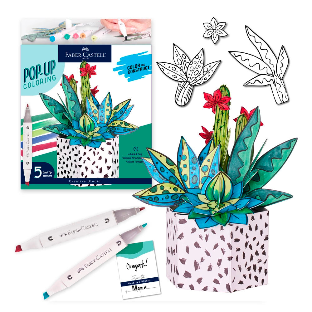 Pop Up Coloring Succulents Bouquet - Adult Coloring Craft