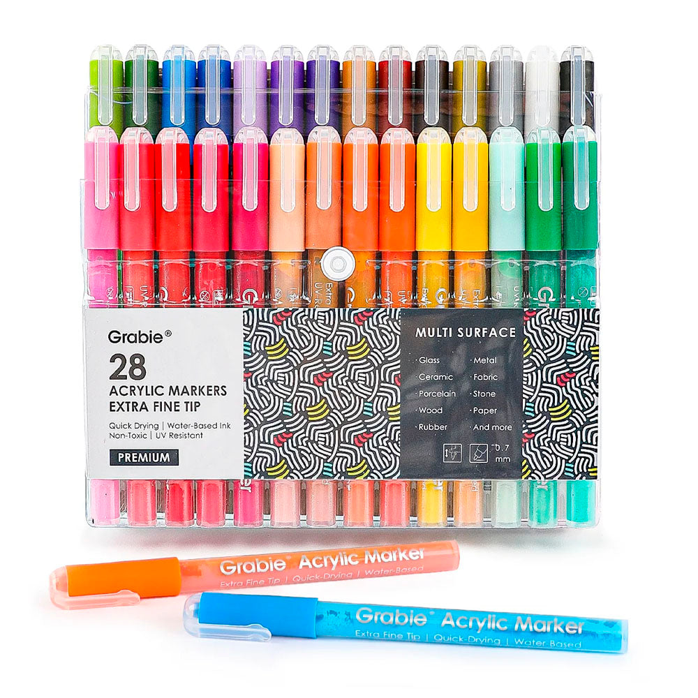 Extra Fine Tip Acrylic Paint Marker - Set of 28