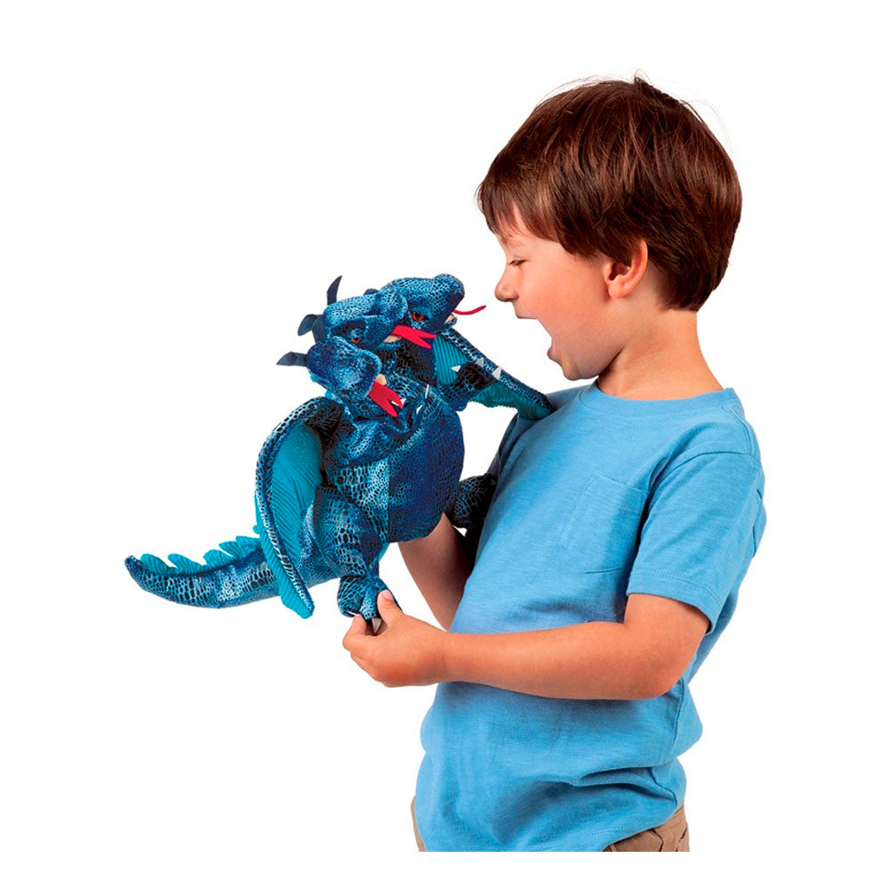 Three-Headed Blue Dragon Puppet