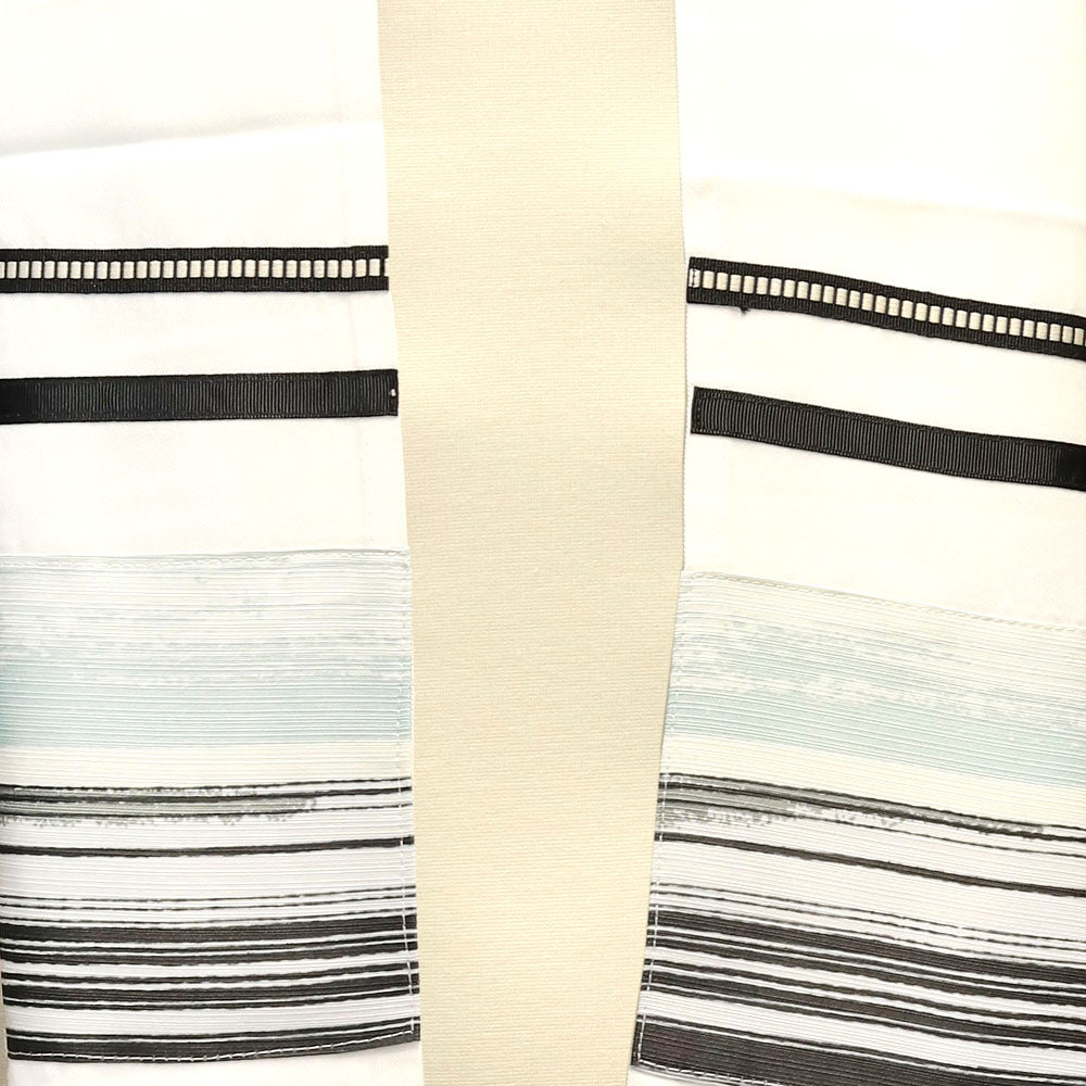 Tallit Set Black and Aqua