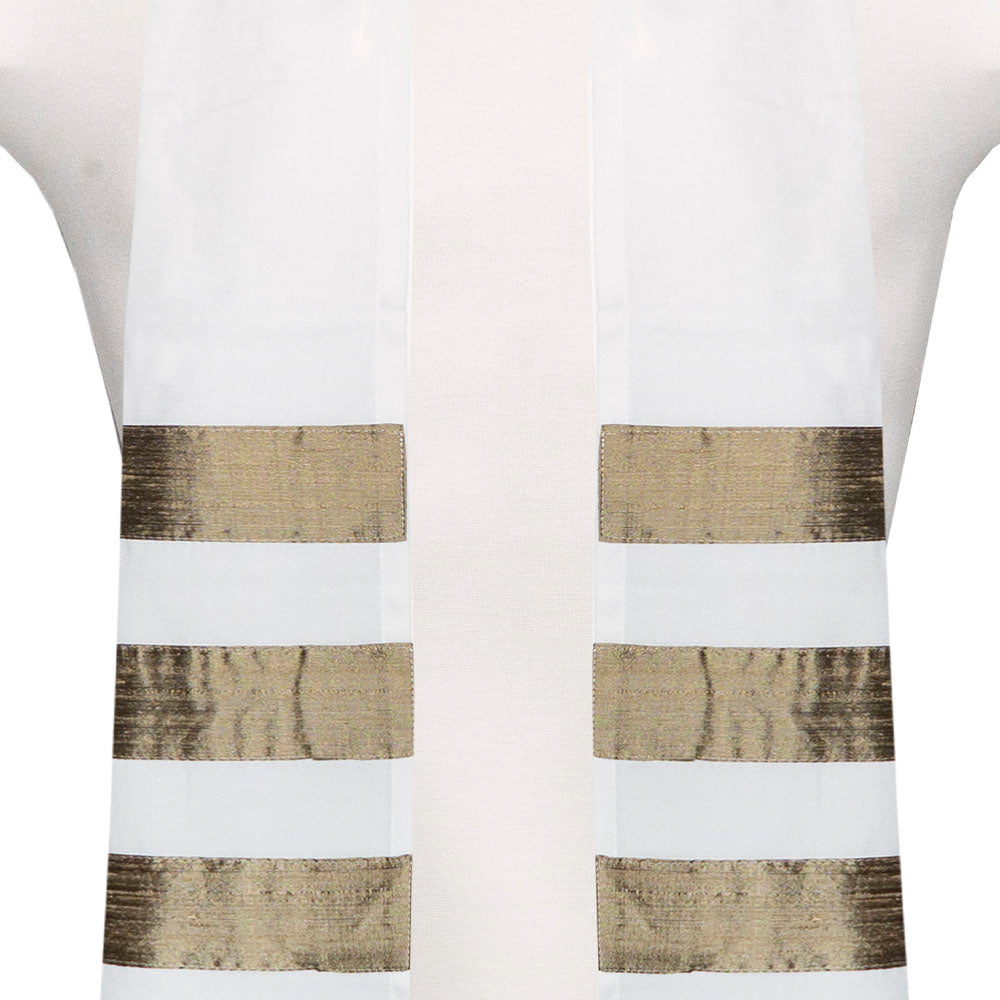 Cotton with Brass Satin Bands Tallit Set