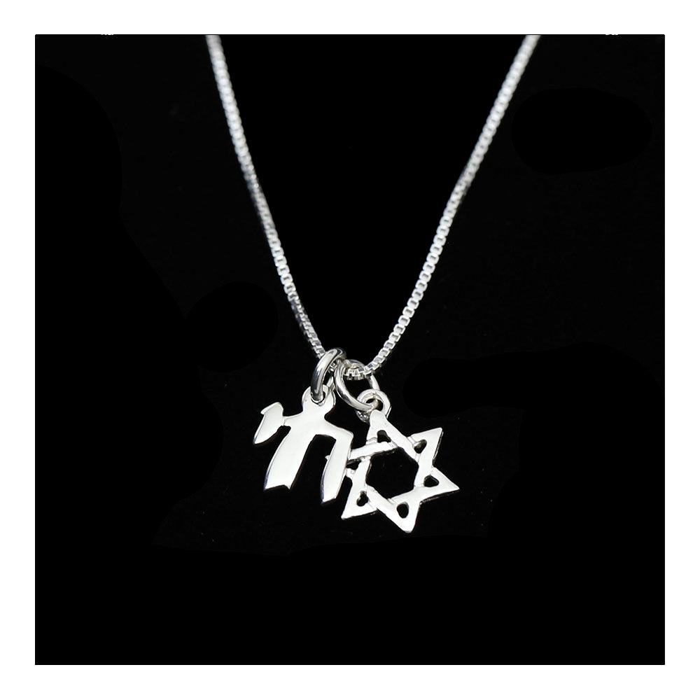 Sterling Star of David and Chai Necklace