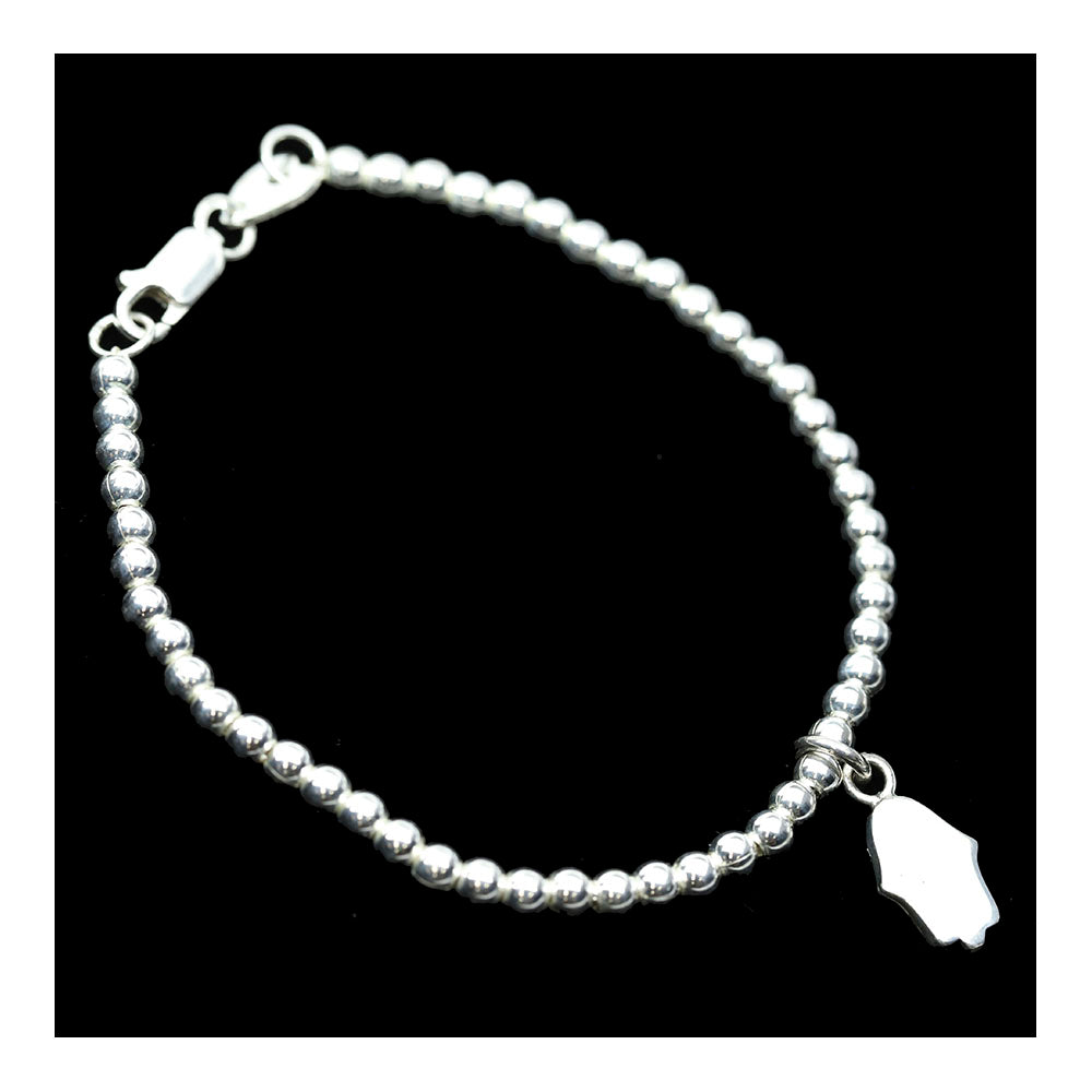 Sterling 4mm Ball Bracelet with Hamsa