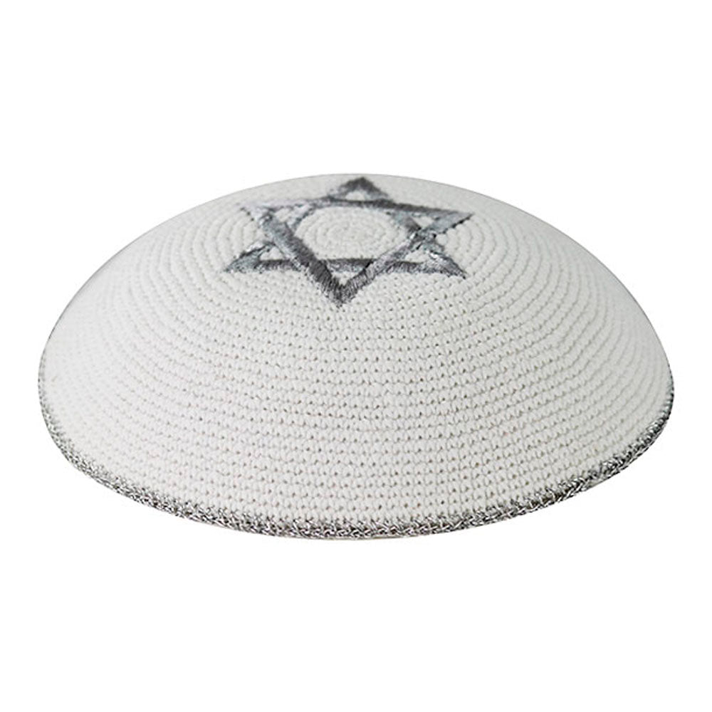 Cotton Kippah with Silver Star of David