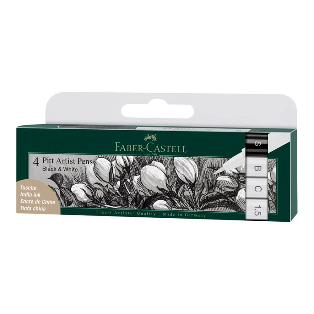 Pitt Artist Pen, Black & White - Wallet of 4