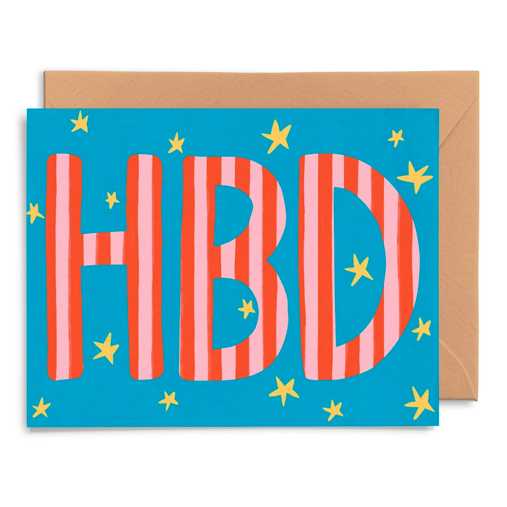 HBD Blue Stars Greeting Card