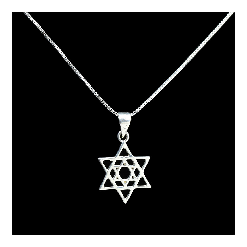Sterling Double Star of David Necklace