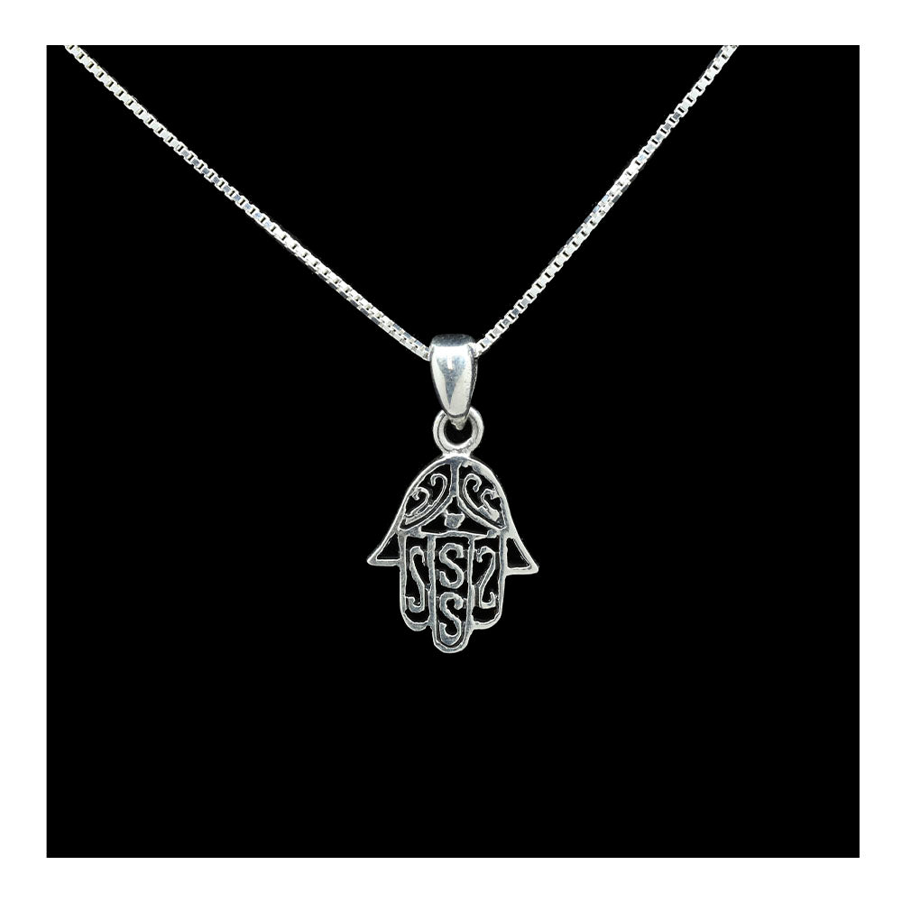 Sterling Silver Mini Filigree Hamsa Necklace