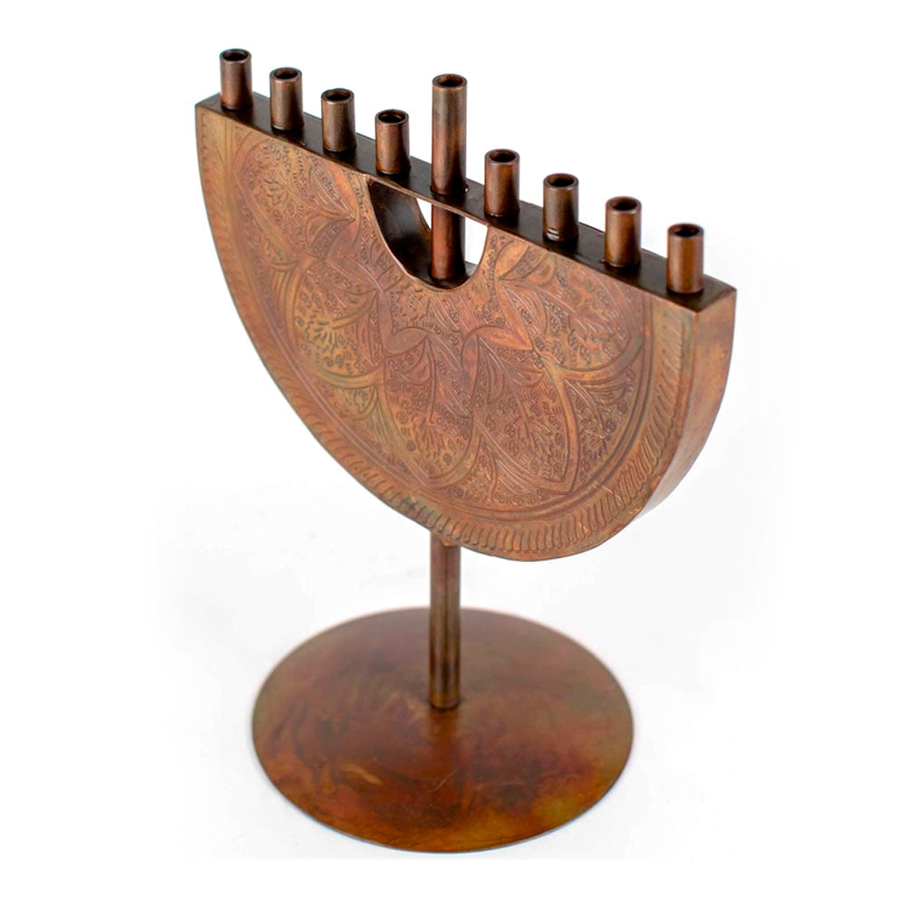 Engraved Iron Hanukkiah