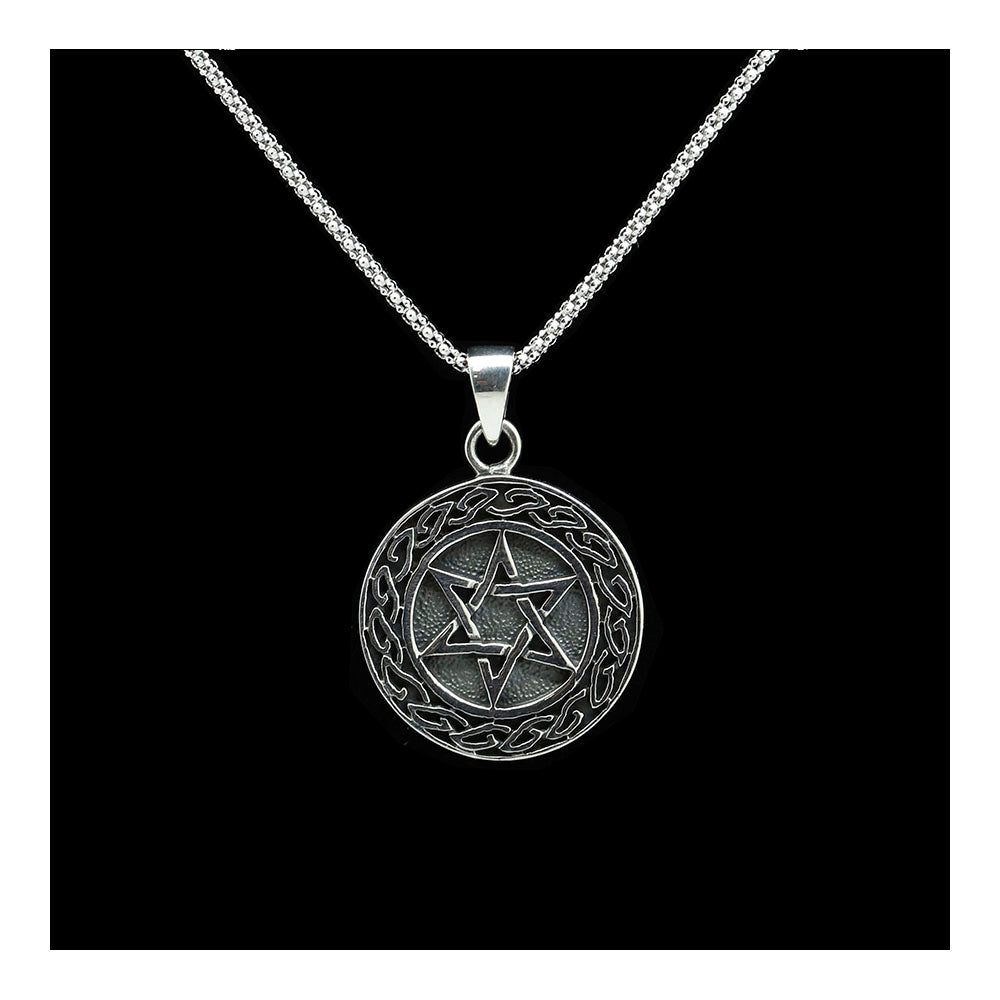 Antiqued Medallion Star of David Necklace