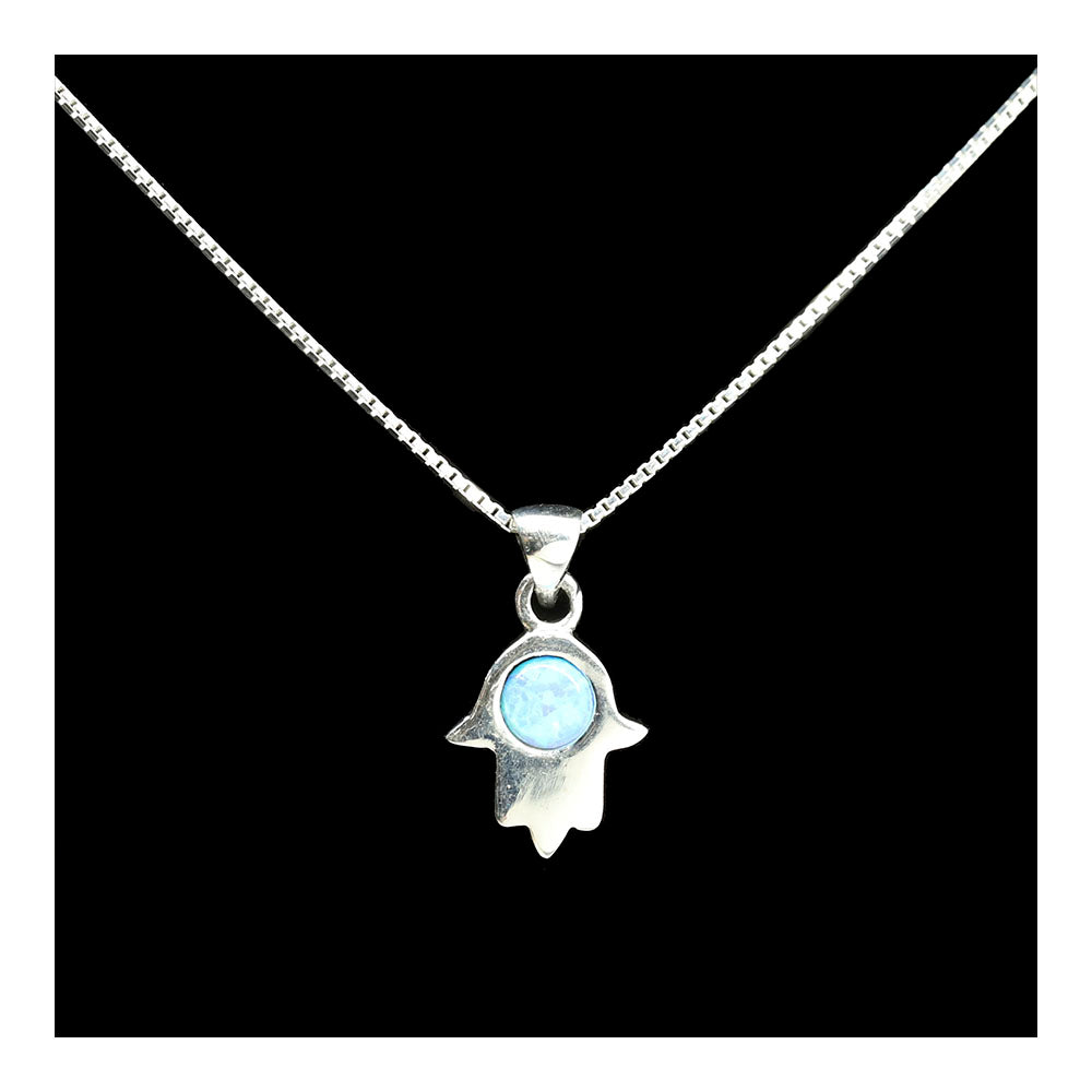 Sterling Hamsa with Opal Necklace