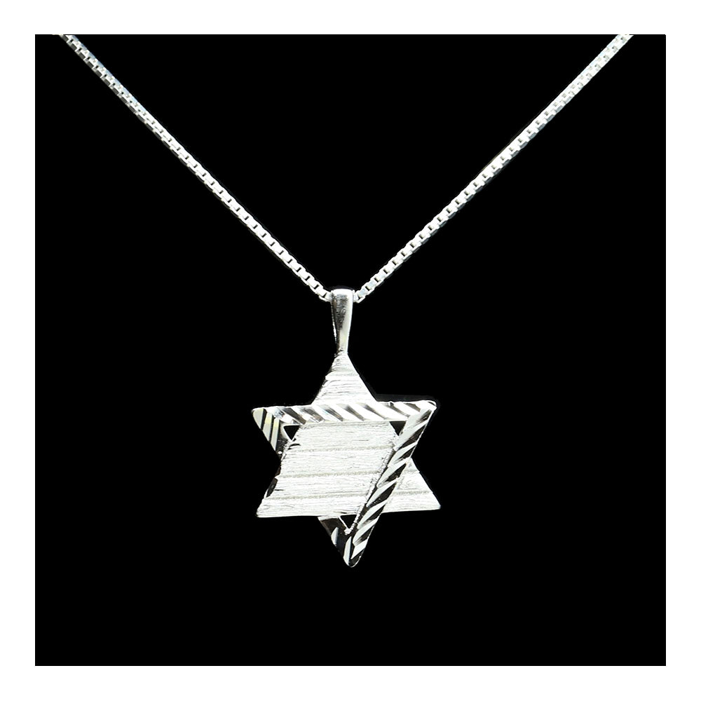Sterling Woven Pyramic Star of David Necklace