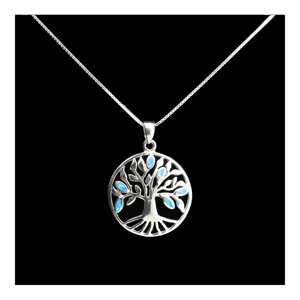 Sterling Tree of Life with Opal Necklace