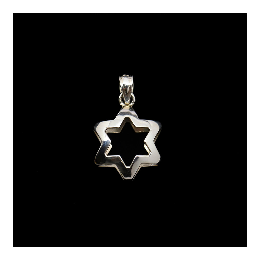 14K Gold Puff Star of David Pendant