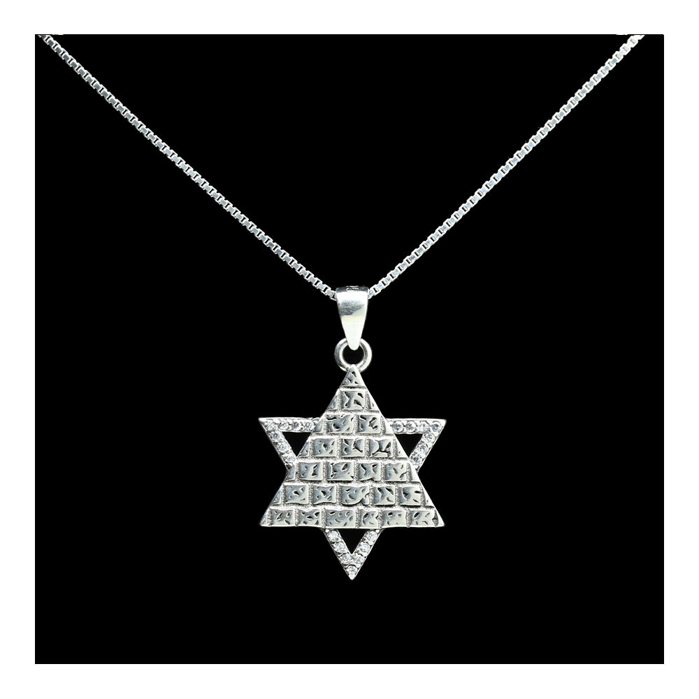 Sterling Stone Wall Star of David Necklace