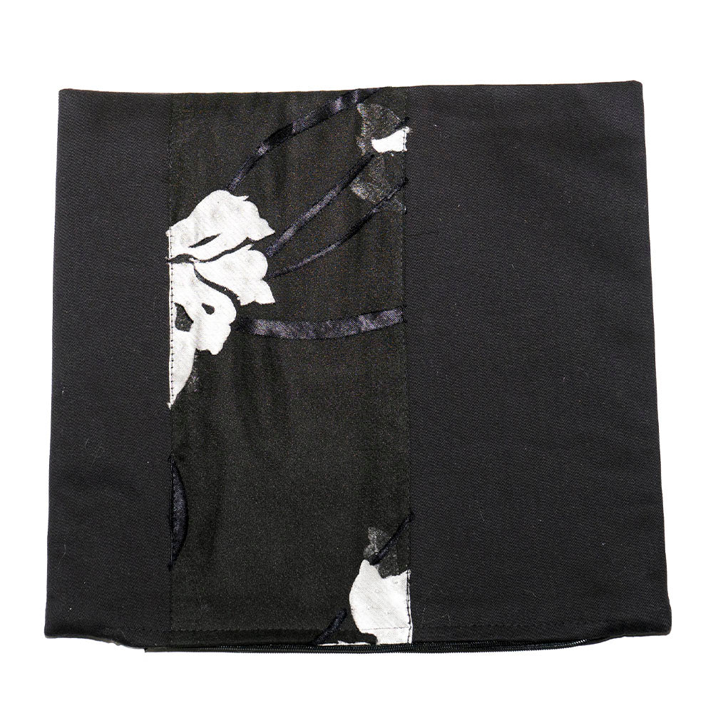 Tallit and Bag in Black with Silver Sequined Flowers