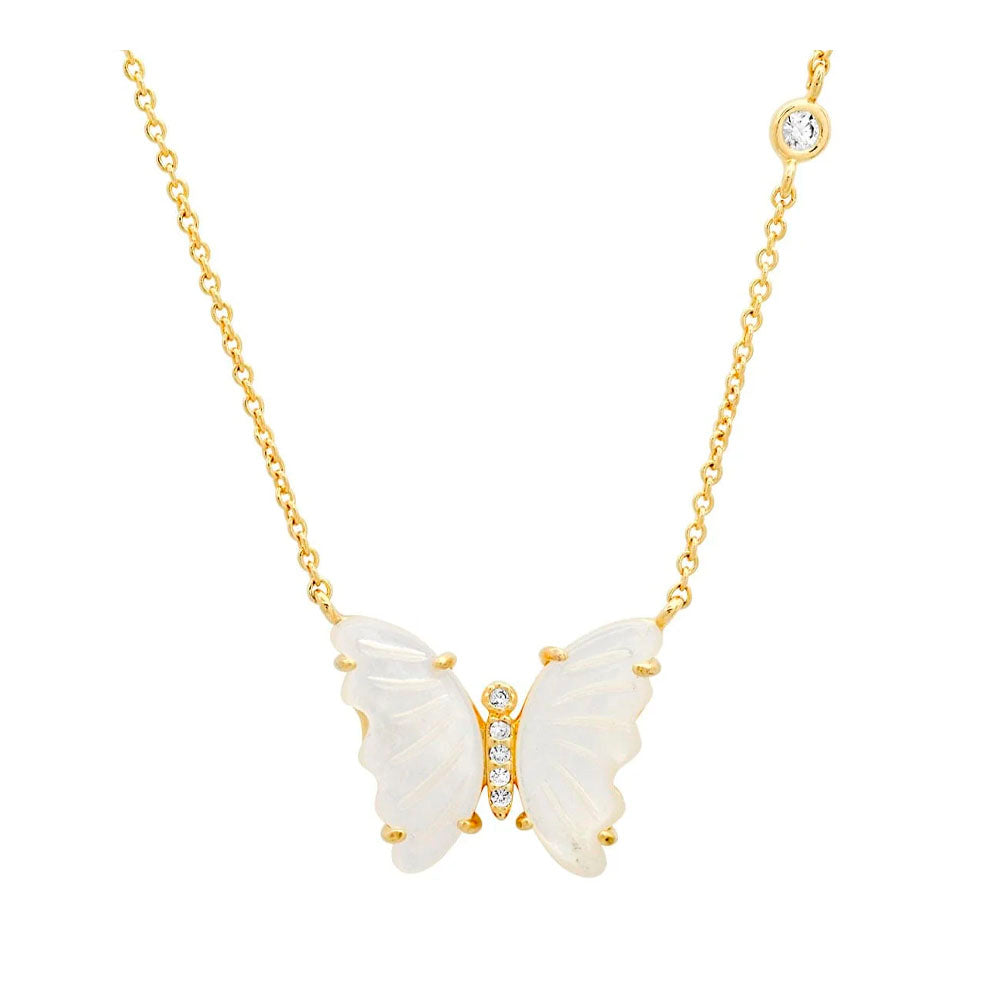 Mother of Pearl Butterfly Pendant Necklace