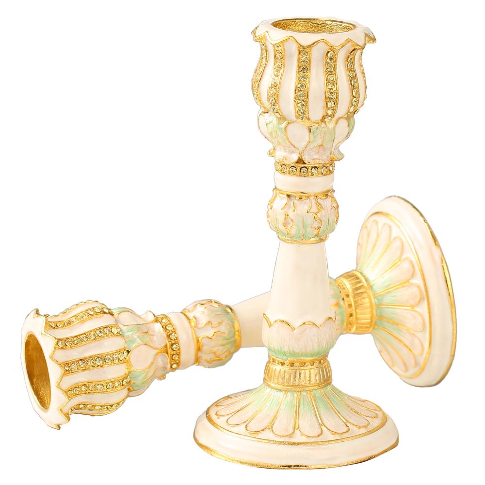 Ivory Petal Shabbat Candlesticks