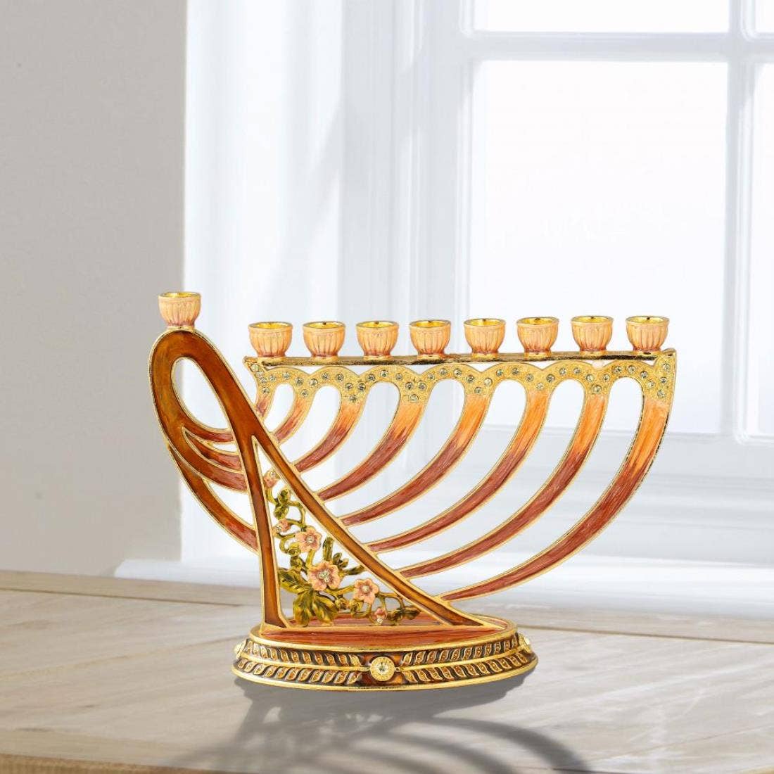 Menorah Matashi Hand Painted Enamel Candelabra for home