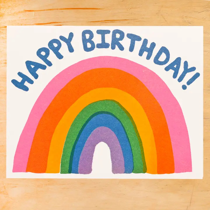 Happy Birthday Rainbow Risograph Greeting Card