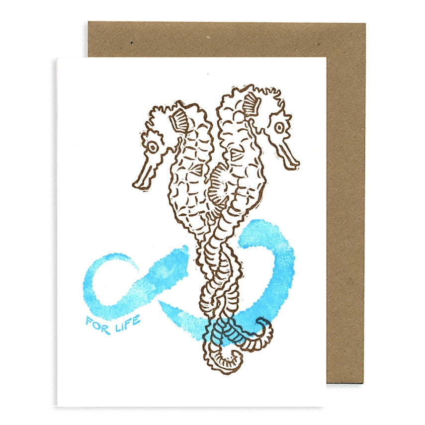 Seahorses For Life Letterpress Greeting Card