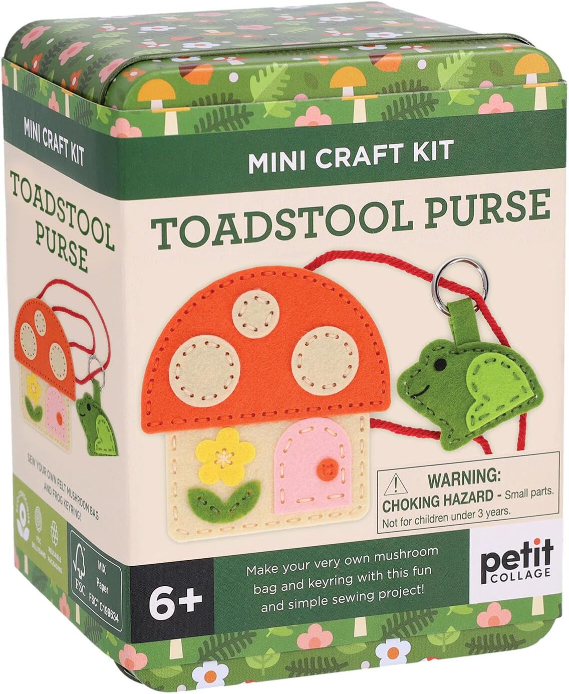 Petit Collage: Toadstool Purse Felt Craft Kit with Frog Charm