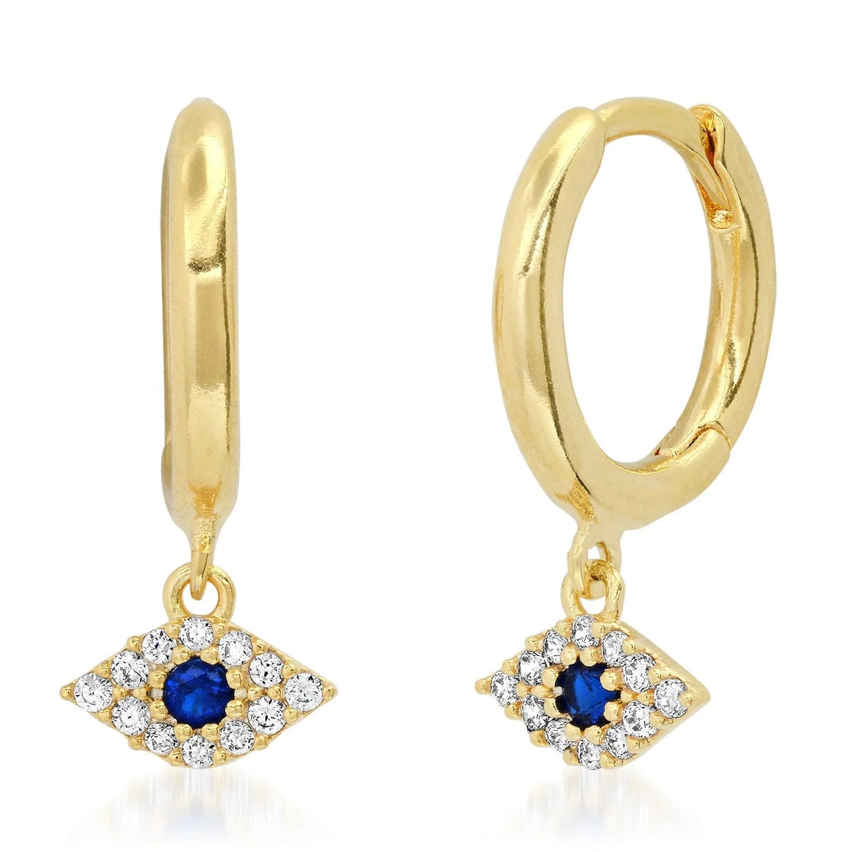 Huggies Earrings with Evil Eye Charm