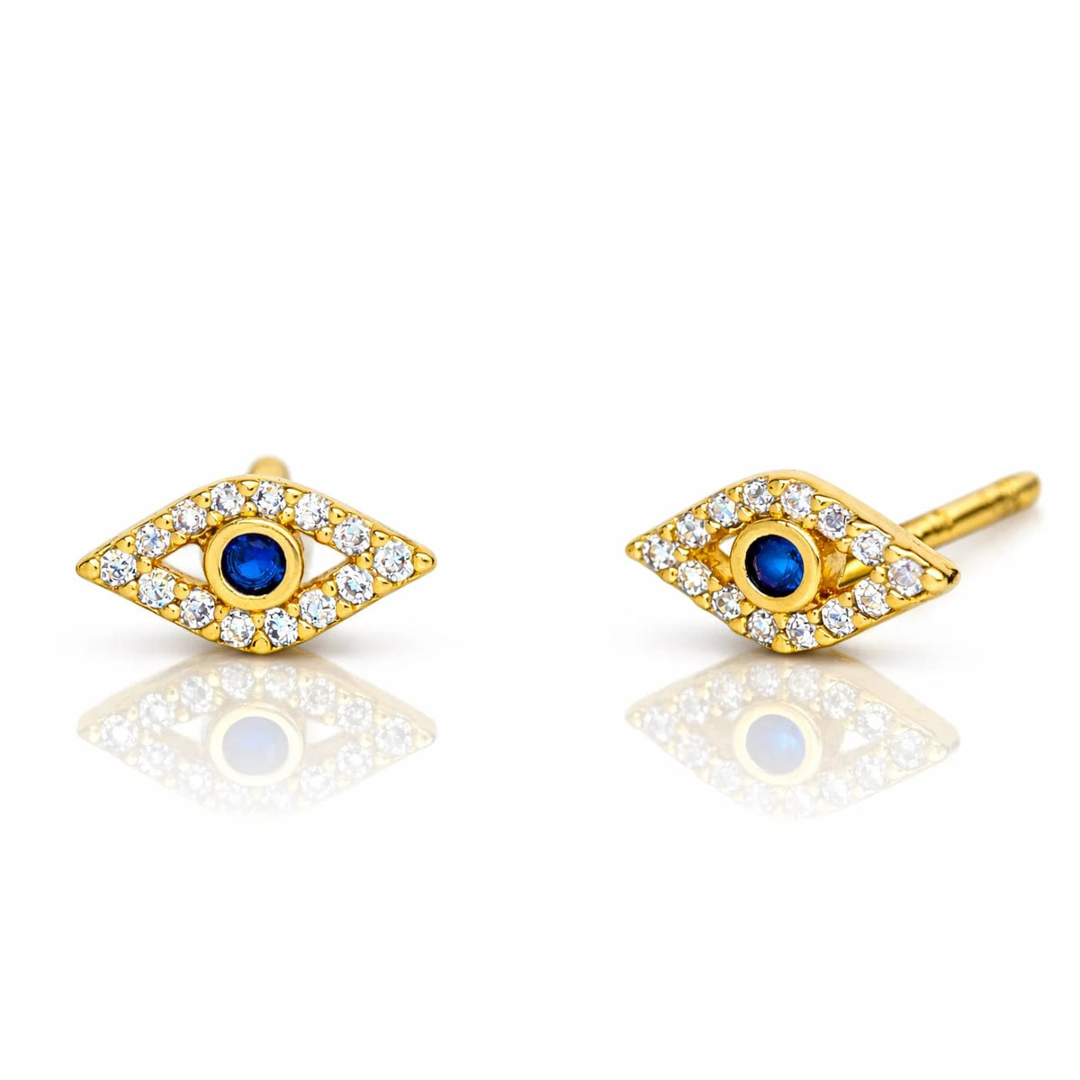 Cubic Zirconia Mini Blue Evil Eye Stud Earring