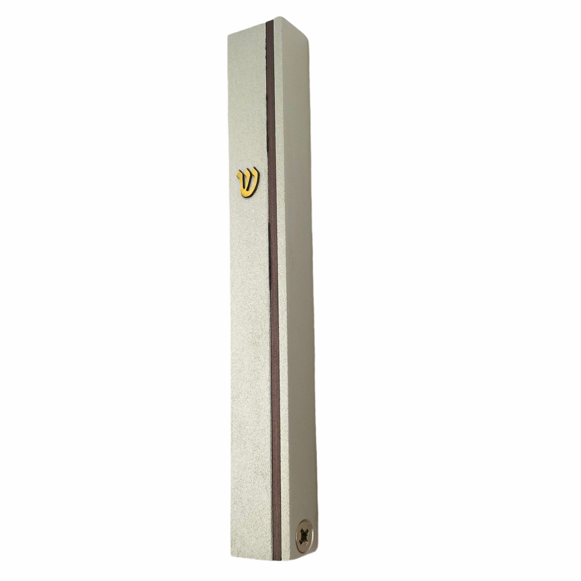 Silver Stripe and Shin Aluminum Mezuzah Case