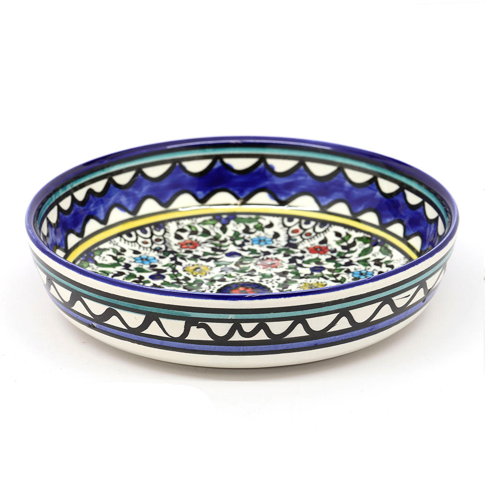 Ceramic Bowl with Flowers 7.5" Diameter