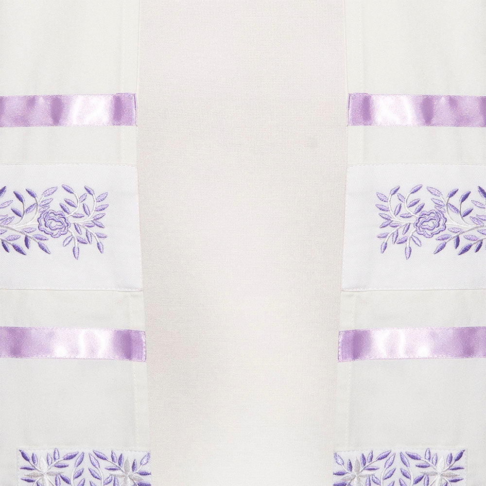 Tallit Set Lavender Embroidered Rose