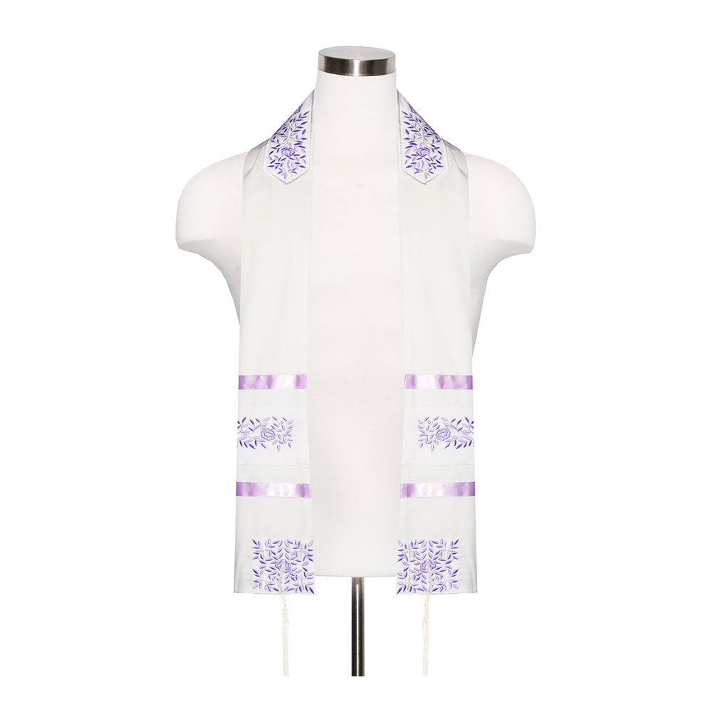 Tallit Set Lavender Embroidered Rose