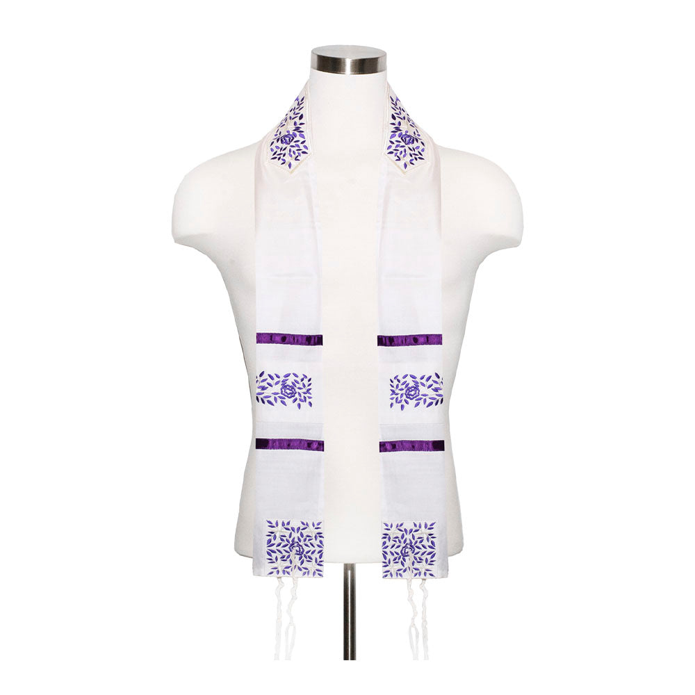 Tallit Set Purple Embroidered Rose