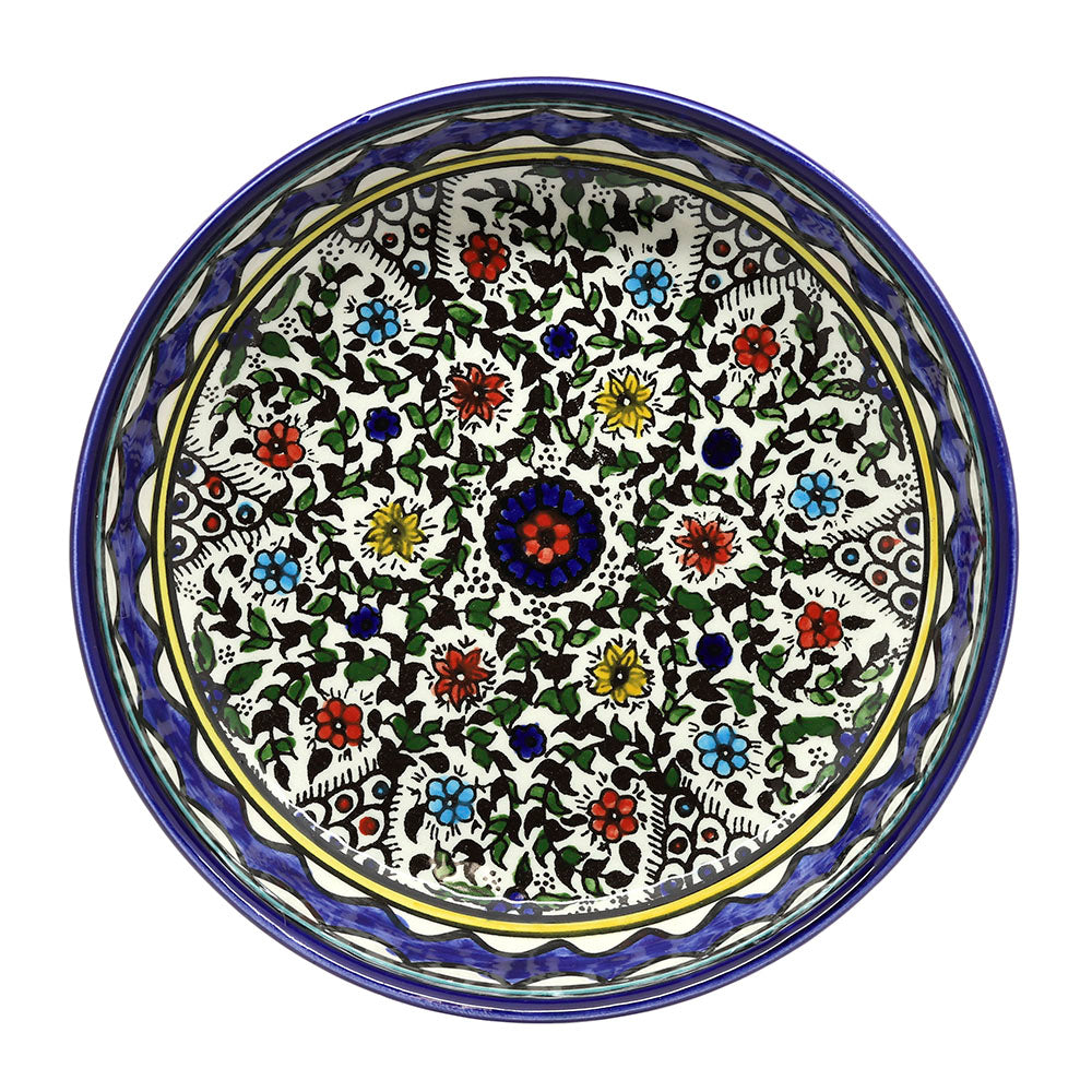 Ceramic Bowl with Flowers 7.5" Diameter