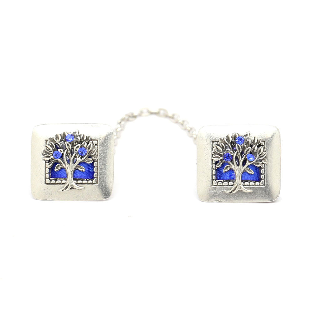 Tallit Clip with Tree of Life on Blue