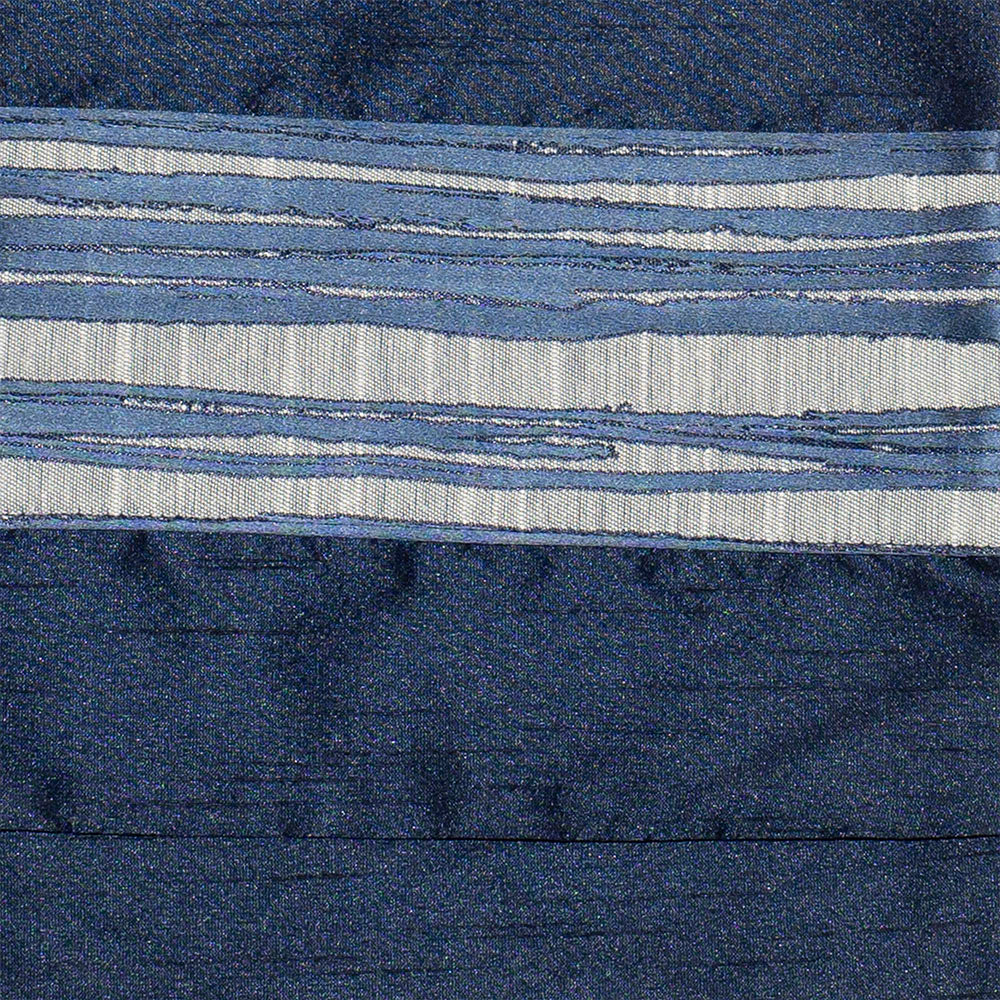 Ivory with Navy Wave Ribbons Tallit Set