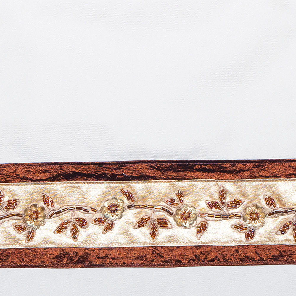 Brown and Gold Floral Sequin Tallit Set
