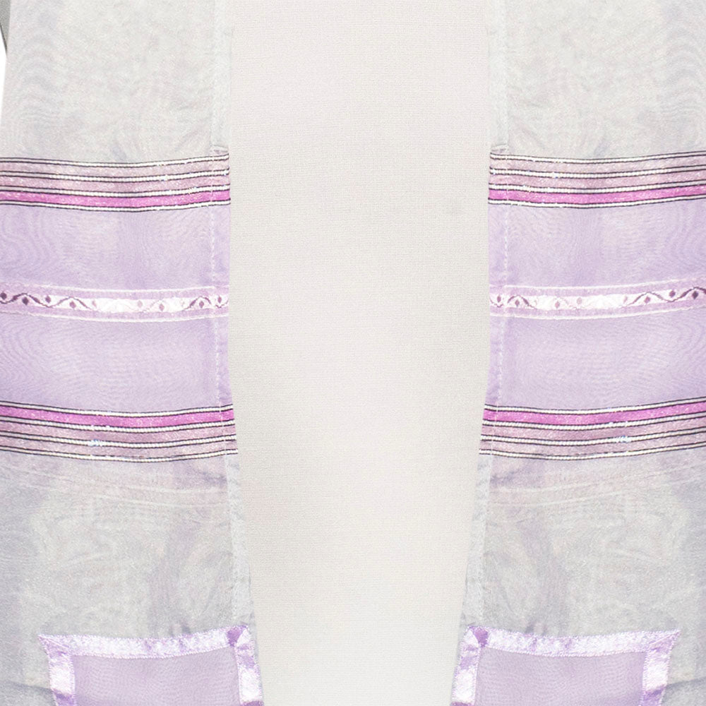 Purple Silk and Organza Tallit Set